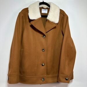 Old Navy | Soft Brushed Sherpa Collar Jacket – Camel Wool-Look Coat Size L